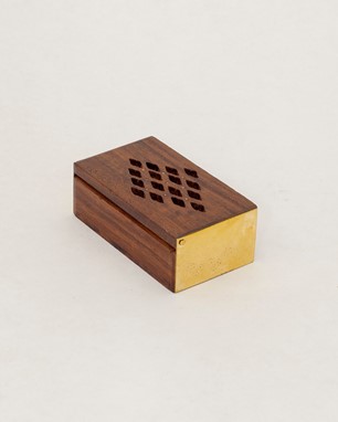 Perforated Wood Box W/Brass Edges