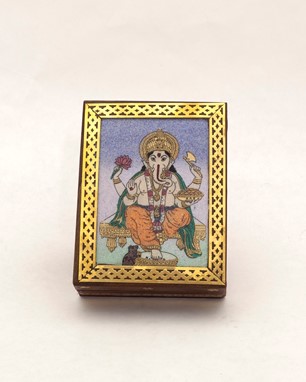 Wholesale Handmade Ganesha Wood Box With Stone Inlay