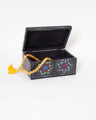 Wholesale Engraved Soapstone Box W/ Colored Flowers from India Arts