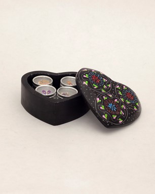 Wholesale Soapstone Heart Box With Colored Flowers from India Arts