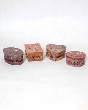 Wholesale Soapstone Box With Perforations And Inlay from India Arts