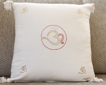 Cotton Cushion Cover W/ Crystal Om Design