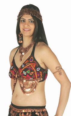 Embroidered Bra With Coins