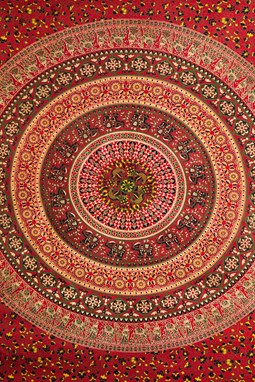 Red Cotton Sanganeri Tapestry from India Arts