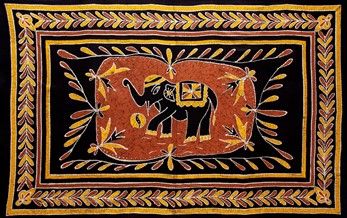 Handmade Cotton Batik Elephant Tapestry from India Arts