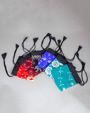 Recycled Sari Fabric Pouches W/ Embroidery