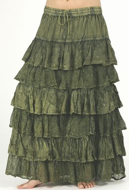 Rayon Ruffle Stone Washed Skirt