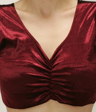 Sleeve-Less Velvet Choli