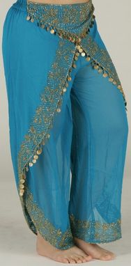 Chiffon Harem Pants With Coins & Sequins