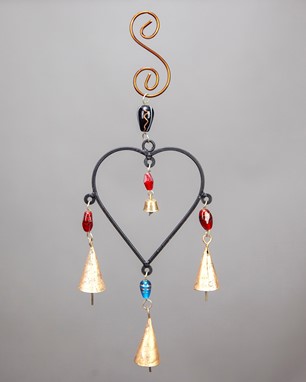 Heart Chime With 4 Bells & Beads