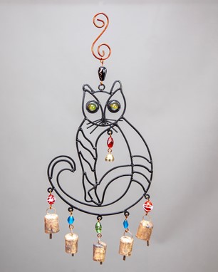 Iron Cat Chime With Beads