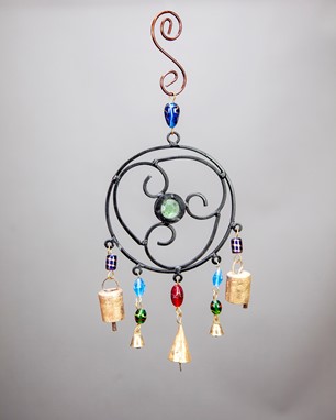 Iron Celtic Wind Chime With Glass Accents