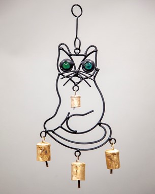 Wholesale Iron Cat Chime With Glass Eyes from India