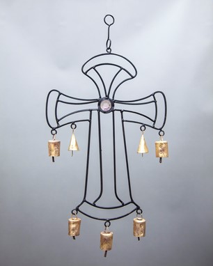 Wholesale Iron Celtic Cross Chime W/ Glass Accent from India