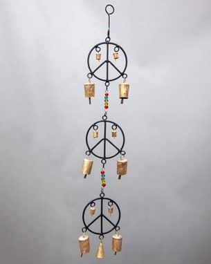 Wholesale Iron Triple Peace Wind Chime with Beads