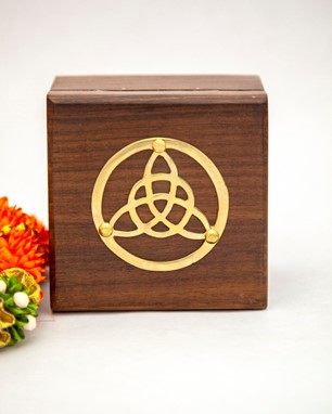 Wholesale 4 Inch Celtic Wood Box W/ Brass Emblem from India Arts
