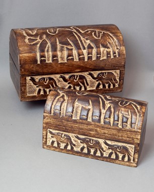 Wholesale Hand Carved Wood Elephant Box Set From India Arts