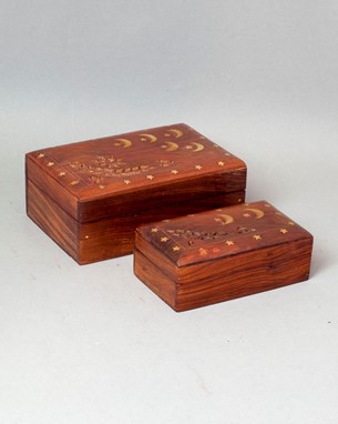 Wholesale Brass Inlaid Celestial Wood Box Set from India Arts