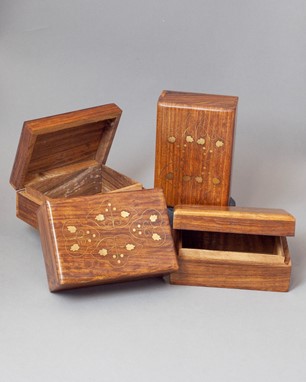 Wholesale Brass Inlaid Wood Box Set of 4