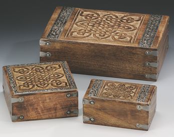 Wholesale Large Celtic Wood Box Set of 3 from India Arts