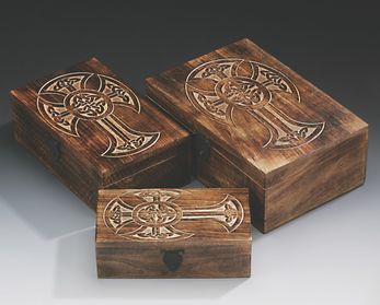 Antique Style Wood Celtic Box S/3