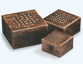 Antique Style Wood Celtic Box S/3