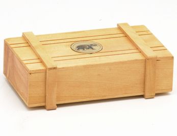 Wood Trick Box With Elephant Inlay