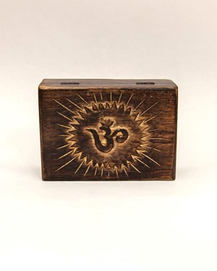 Wholesale Hand Carved Wood Om Box from India Arts