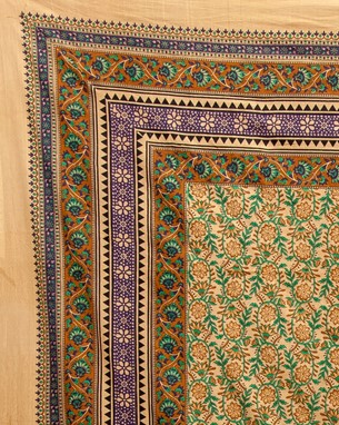 Wholesale Floral Cotton Tapestry on Beige from India Arts