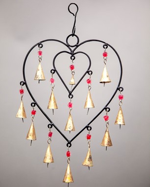 Double Heart Chime W/ Beads