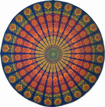 Wholesale Round Cotton Peacock Design Tablecloth from India Arts