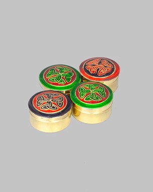 Wholesale Small Colorful Brass Celtic Boxes from India Arts