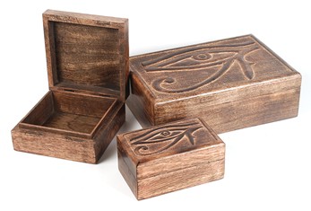 Wholesale Hand Carved Eye Of Horus Box Set of 3 from India Arts