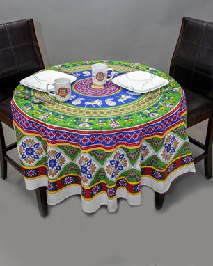 Wholesale Round Traditional Kalamkari Tablecloth from India Arts