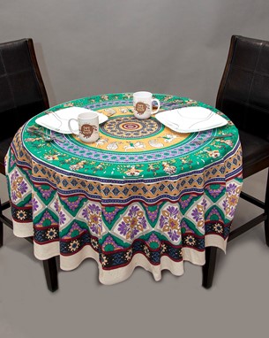 Wholesale Round Handmade Traditional Kalamkari Tablecloth from India Arts