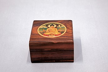 Wholesale Handmade 4 Inch Wood Box With Gold Buddha from India Arts