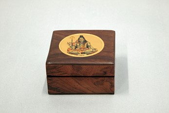 Wholesale Handmade 4 Inch Wood Box With Gold Shiva from India Arts