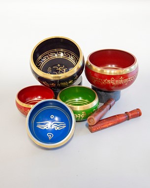 Color Enamled Seven Metal Singing Bowls