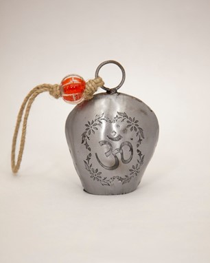 Wholesale Handmade Tin Bell With Om on Jute from India Arts