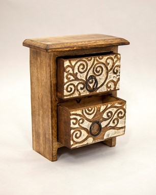 Wholesale Wood Celtic Tree Box With Two Drawers from India Arts