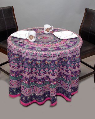 Elephant/Peacock Mandala Tablecloth