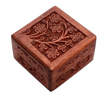 Wholesale 4 Inch Hand Carved Floral Box from India Arts