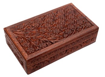 Wholesale Hand Carved 5x8 Floral Wood Box from India Arts