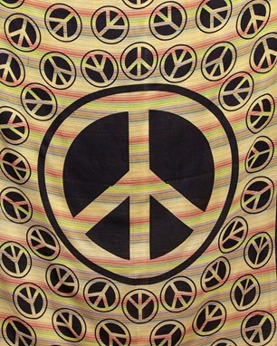 Striped Tapestry With Peace Sign