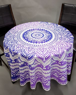 Wholesale Round Purple Tie Dye Mandala Tablecloth from India Arts
