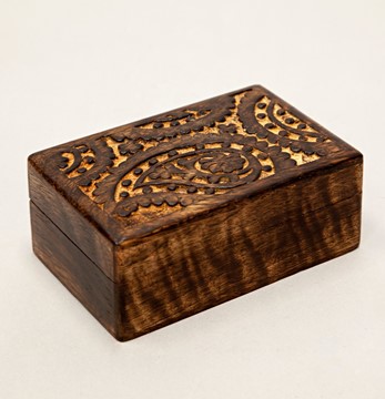 Wholesale hand Carved 4x6 Wood Box With Paisley Design from India Arts