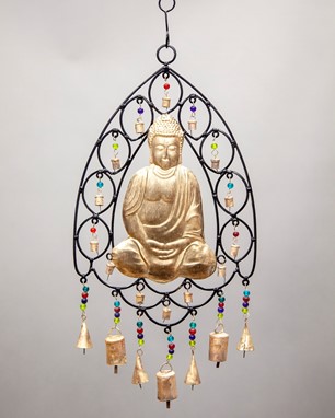 Iron Buddha Chime W/ Beads