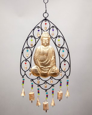 Wholesale Handmade Iron Buddha Wind Chime W/ Beads
