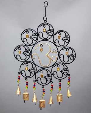 Iron Om Chime With Glass Beads
