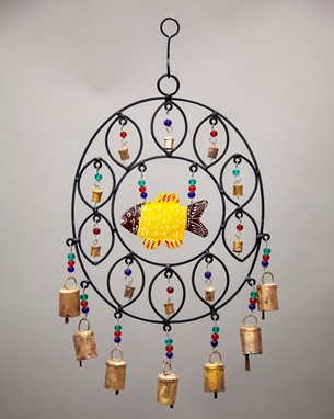 Wholesale Handmade Fish Wind chime W/ Bells & Beads from India